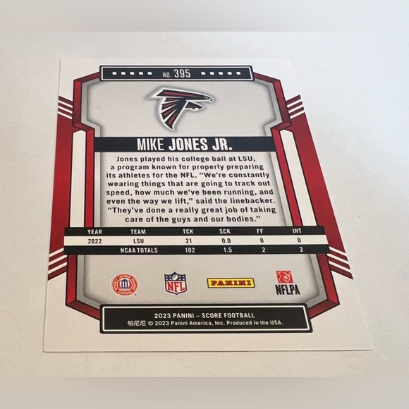 Trading card football 2023 Panini- Score # 395 Mike Jones JR. Rookie - Picture 6 of 8